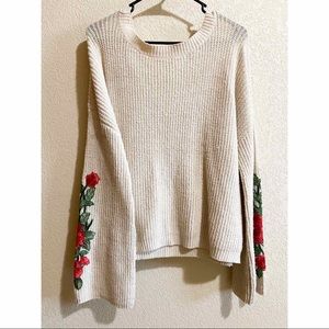 Floral embroidered knit sweater